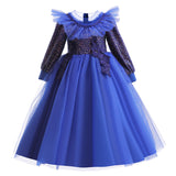 3-12T Kid Girl Long Sleeve Mesh Lace Walk Show Hosting Dress