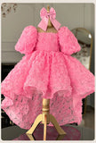 Kid Girl Pink Rose Flower European American Princess Dresses