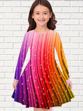 2-10T Kid Girl Foreign-style Sweet Colorful Casual Dresses