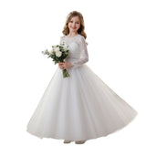 Lace Long Sleeve Dress Children's Dress Flower Girl Dress Mesh Dress