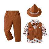 Halloween Pumpkin Costume Children's Clothes Baby Wizard Hat Three-piece Boy Suit