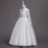 Lace Long Sleeve Dress Children's Dress Flower Girl Dress Mesh Dress
