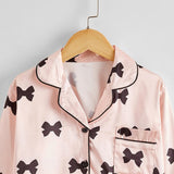 5-12Y Kid Girl Autumn Faux Silk Long-sleeve  Loungewear Pajamas