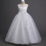 Kid Girl Flower Long Mesh Princess Birthday Show Dress