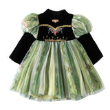 Kid Baby Girls Autumn Princess Anna Embroidered Dress