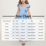 Kid Girl Summer Sweet Square Neck Flying Sleeve Backless Dresses