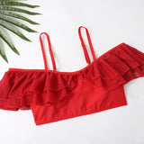 Family Matching Parent-child Tube Ruffle Split Swimsuits