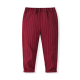 6M-5T Kid Baby Boys Handsome Gentleman Striped Suit 4 Pcs Set