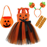 2-8Y Halloween Kid Girls Tutu Carnival Candy Suits 4 Pcs Set