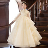 2-12T Kid Girls Light Luxury Niche High-end Host Birthday Piano Dresses