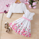 Kid Baby Girl Floral Spring Cardigan 2 Pcs Dress