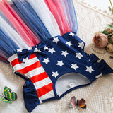 Kid Baby Girls Style Striped Star Print Independence Day Dress