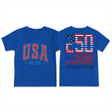 Kid Girl Boy Crew Neck Independence Day Short Sleeve Loose Casual T-Shirt Tops