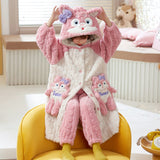 Kid Girl Coral Fleece Pajamas Autumn Winter Thick Flannel Bathrobe