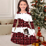 3-10T Kid Girl Flower Long Sleeve Crew Neck Spring Autumn Dresses