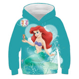 1-12T Kid Baby Girl Mermaid 3D Digital Printing Hoodie