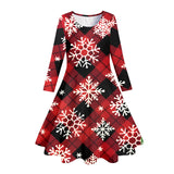 3-8Y Kid Girl Spring  Printed Long-sleeved Christmas Dresses