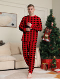 Family Matching Red and Black Plaid Christmas Parent-child Loungewear Pajamas