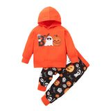 Halloween Kid Baby Boy Girl Pumpkin Orange Hoodie 2 Pcs Set