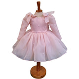 Kid Baby Girl Pink Long Sleeve Fluffy Birthday Piano Dresses