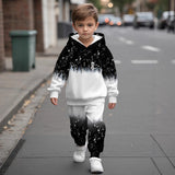 1-8Y Baby Kid Boys Hooded Fashion Trend Gradually Starry Sky Suit 2 Pcs Set