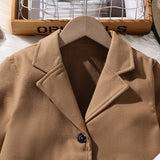 Kid Boy Casual Korean Knit Single-breasted Long-sleeve Blazer Coats