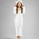One-piece Children's Cute Solid Color Warm Double-sided Velvet Pajamas Cartoon Plush Loungewear