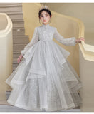 2-12T Kid Girls Light Luxury Niche High-end Host Birthday Piano Dresses