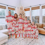 Family Matching Christmas Red and White Contrasting Parent-child Loungewear Pajamas