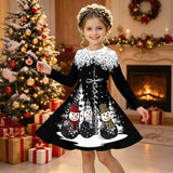 3-12Y Girls Long Sleeve 3D Printed New Year Dress