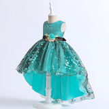 Kid Girls Princess Trailing Birthday Flower Host Piano Dress