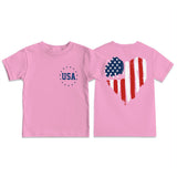 Kid Boy Girl USA Independence Day Printed Crew Neck Short Sleeve T-Shirt