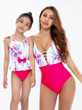 Family Matching Parent-child High-waisted One-piece Swimsuit