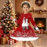 3-12Y Kid Girl Christmas Autumn Winter Long Sleeve 3D Printing Dresses