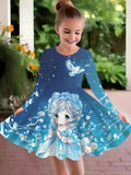 2-10T Kid Girl Fake Personalized Long-sleeved Swing Fashion Trend Dresses