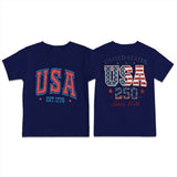 Kid Boy Girl Round Neck Short Sleeves Loose Casual Summer Independence Day T-shirt