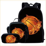Kid Boy Street Trendy Football Backpack with Pencil Case Lunch Bag 3 Pcs/set