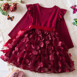 Kid Baby Girls Long Sleeve Korean Princess Birthday Dresses