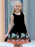 Sleeveless Crew Neck Vest Dress Fashion 3d Print Kids Girl