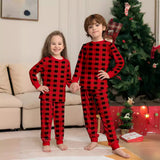 Family Matching Red and Black Plaid Christmas Parent-child Loungewear Pajamas
