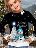 2-12T Kid Girl Cute Casual Fashion Christmas Print Long Sleeve T-shirt