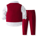 6M-5T Kid Baby Boy Spring Gentlemen Solid Suit 4 Pcs Set