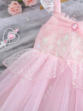 1-6Y Kid Baby Girls Fly Sleeve Mesh Sweet Sequins Princess Dresses