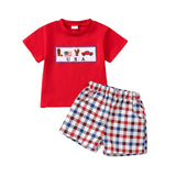 Independence Day Baby Girl Short Sleeve Striped Shorts 2 Pcs Set