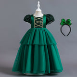 4-14T Kid Girl Princess Temperament Long Dress Mesh Christmas Dresses