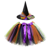 Adult Kid Girl Halloween Costumes Puffy Skirts Witch Suit 3 Pcs Set