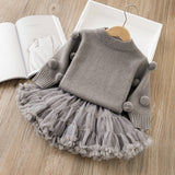 1-6T Kid Baby Girls Christmas Crew Neck Fleece Thickened Suit 2 Pcs Set