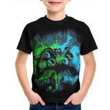 Kid Boy Gamepad 3D Printed Summer Fashion Short Sleeves T-shirt Tops