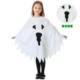 Halloween Children's Costume White Black Luminous Ghost Glow Cloak Shawl Party Dress Up