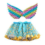 Kid Girl Wings Stars Printed Gauze Bows Skirts